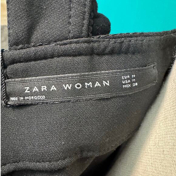 Zara Woman Black Pom Pom Trim Pinafore Apron Dress Women's Medium NWT - Picture 9 of 10